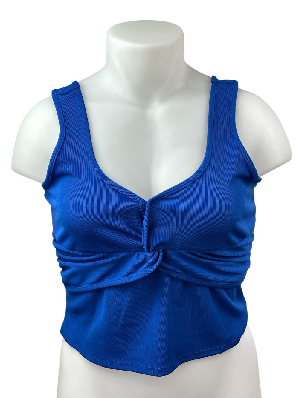 NEW BCBGeneration Womens Blue Knot Twist Front Sleeveless V Neck Crop Tank Top L